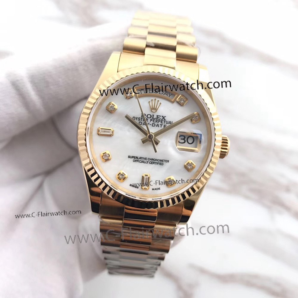 Rolex Day Date President Replica Watch 36mm White MOP Dial